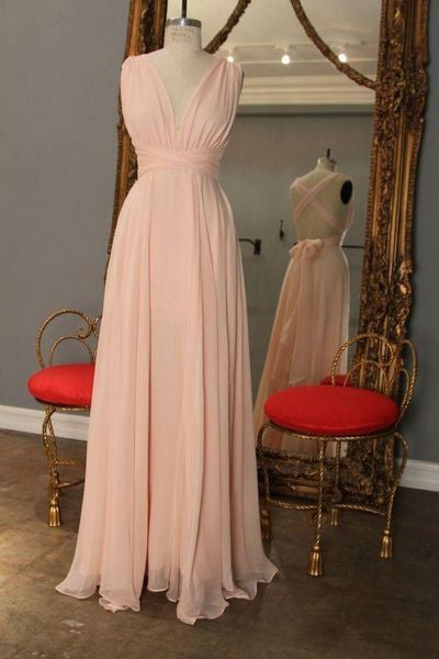 Cheap Chiffon Blush Pink Long Bridesmaid Dresses, FS092-Dolly Gown