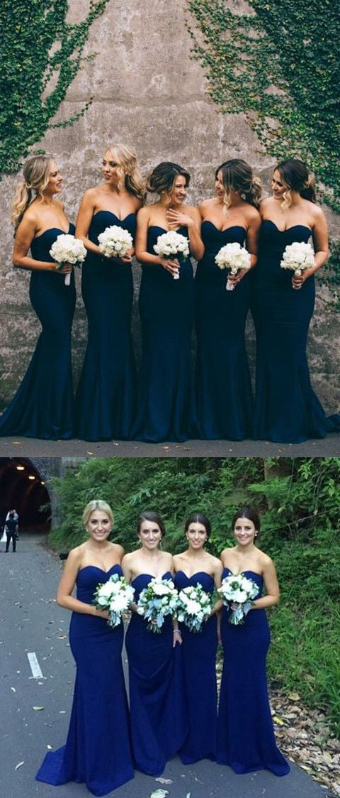 Rustic Navy Blue Long Mermaid Bridesmaid Dresses Rustic Navy Blue Long Mermaid Bridesmaid Dresses