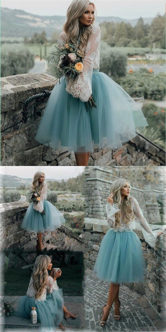 Fairy Tulle Skirt Lace Top Wedding Reception Dress,Short Homecoming Dress,GDC1063-Dolly Gown