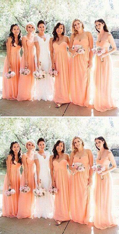 Fall Blush Pink Strapless Chiffon Bridesmaid Dresses Long,GDC1311-Dolly Gown