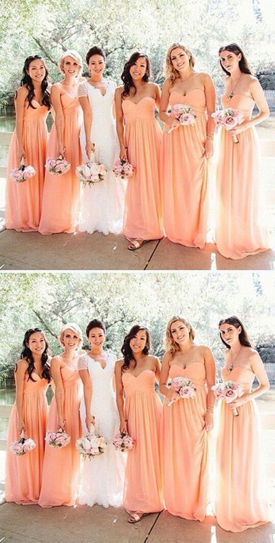 Fall Blush Pink Strapless Chiffon Bridesmaid Dresses Long,GDC1311-Dolly Gown