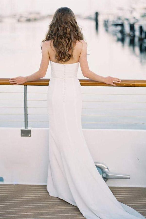 Fall Fit and Flare Sweetheart Country Wedding Dress with Court Train,GDC1275-Dolly Gown