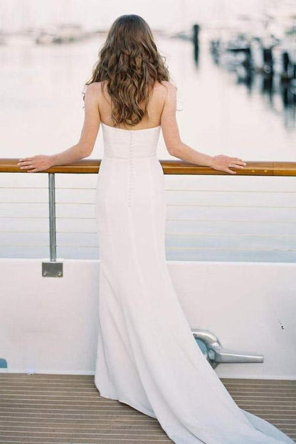 Fall Fit and Flare Sweetheart Country Wedding Dress with Court Train,GDC1275-Dolly Gown