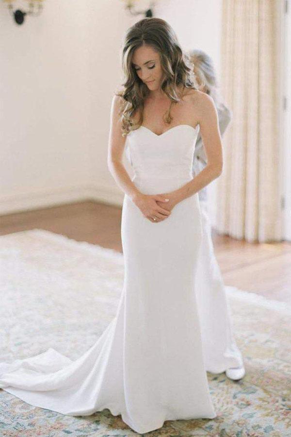 Fall Fit and Flare Sweetheart Country Wedding Dress with Court Train,GDC1275-Dolly Gown