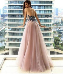 Grey/Gray Unique Tulle Prom Dress Long,GDC1076-Dolly Gown