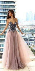 Grey/Gray Unique Tulle Prom Dress Long,GDC1076-Dolly Gown
