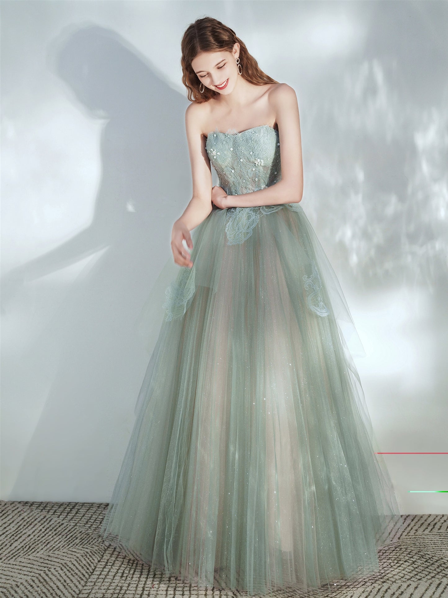 Flowy Light Green Prom Dress - DollyGown