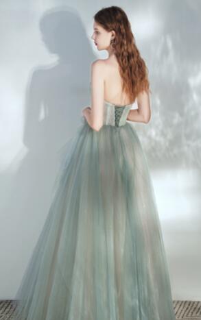 Flowy Light Green Prom Dress - DollyGown