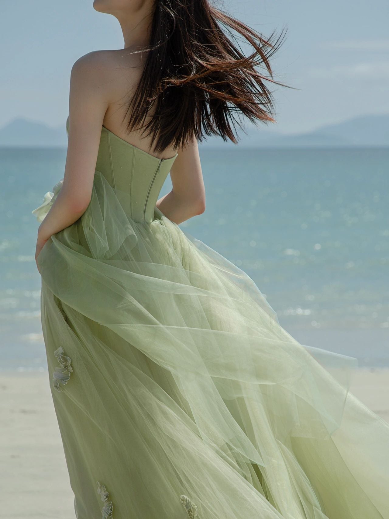 Flowy Sage Green Boho Beach Wedding Dress Flowy Sage Green Boho Beach Wedding Dress