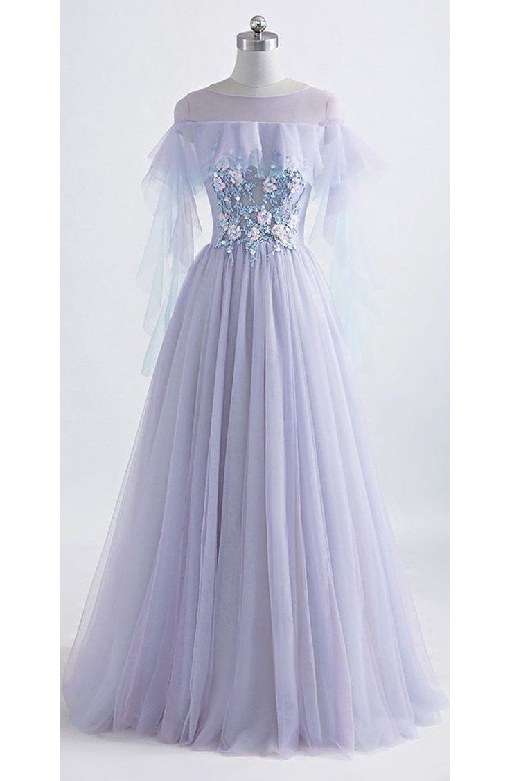 Flowy Tulle Lilac 8th Grade Formal Dress Prom Dress - DollyGown