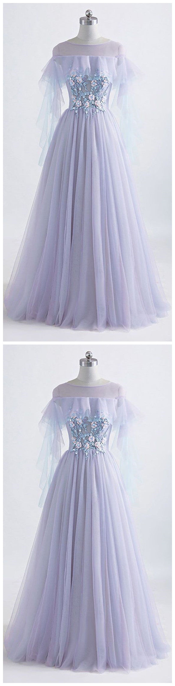 Flowy Tulle Lilac 8th Grade Formal Dress Prom Dress -DollyGown