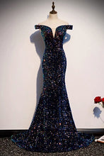 Glitter Sequins Off Shoulders Tight Fit Formal Prom Dress -dollygown