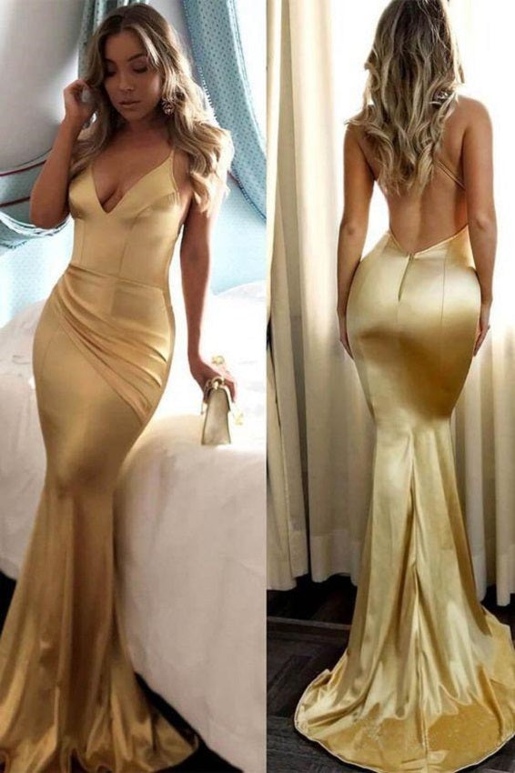 Gold Backless Tight Bodycon Prom Dress, Occasion Gold Formal Dress,GDC1265-Dolly Gown