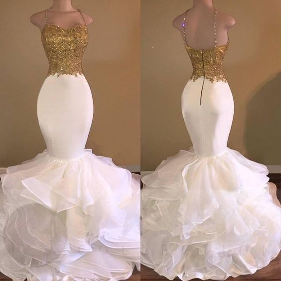 Gold Mermaid Tight Prom Dress Black Girl Slays - DollyGown