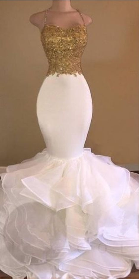 Gold Mermaid Tight Prom Dress Black Girl Slays - DollyGown
