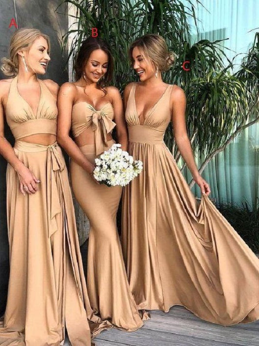 Gold Long Mismatched Bridesmaid Dresses,Fall Bridesmaid Dresses,GDC1212-Dolly Gown