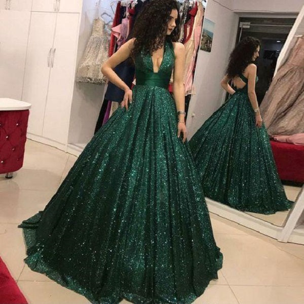 A-Line 2024 Satin Dark Green Prom Dress Side-Slit Sexy Evening Gown –  MyChicDress