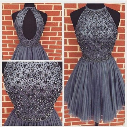 Grey Short Homecoming Dress,Short Prom Dress,8th Grade Graduation Dress Knee Length,MA032-Dolly Gown