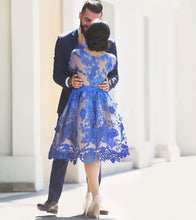 Short Royal Blue Homecoming Dress Lace Homecoming Dress Short Prom Dress SSD001