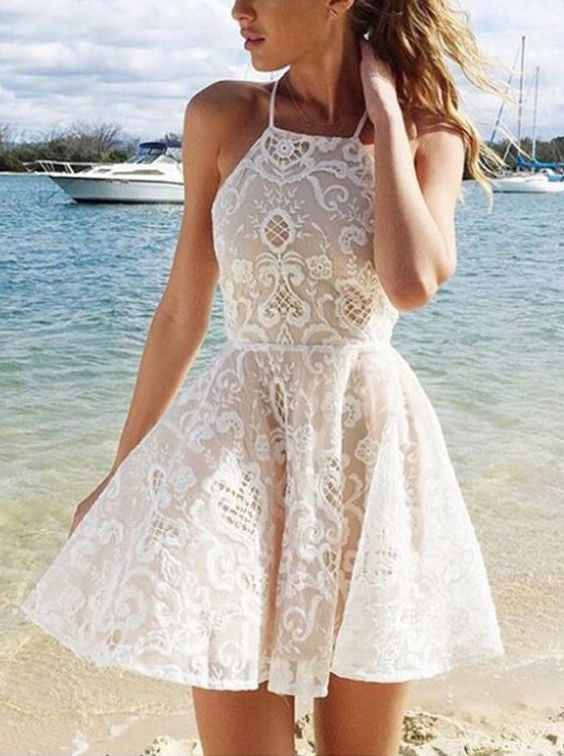 8th Grade Lace Dress,Graduation Dresses White,Prom Dress for Juniors,SSD002