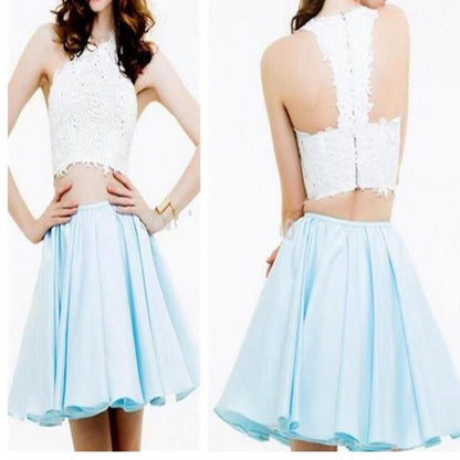 Blue Two Piece Homecoming Dress Sweet 16 Dress Short Homecoming Dress,Short Formal Dresses,SSD004-Dolly Gown