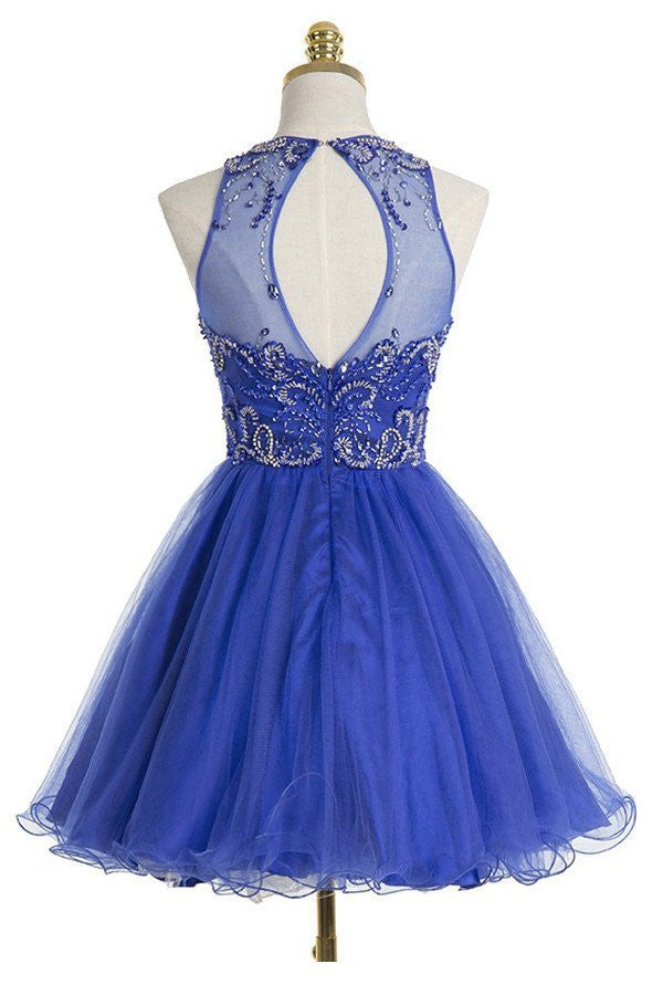Royal Blue Short Homecoming Dress Freshman Open Back Homecoming Dress,SSD007-Dolly Gown