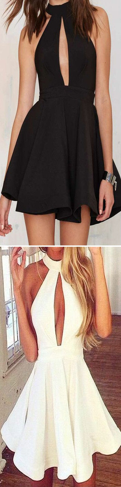 Black Chiffon Short Homecoming Dress with Open Back and Front Black Chiffon Short Homecoming Dress with Open Back and Front