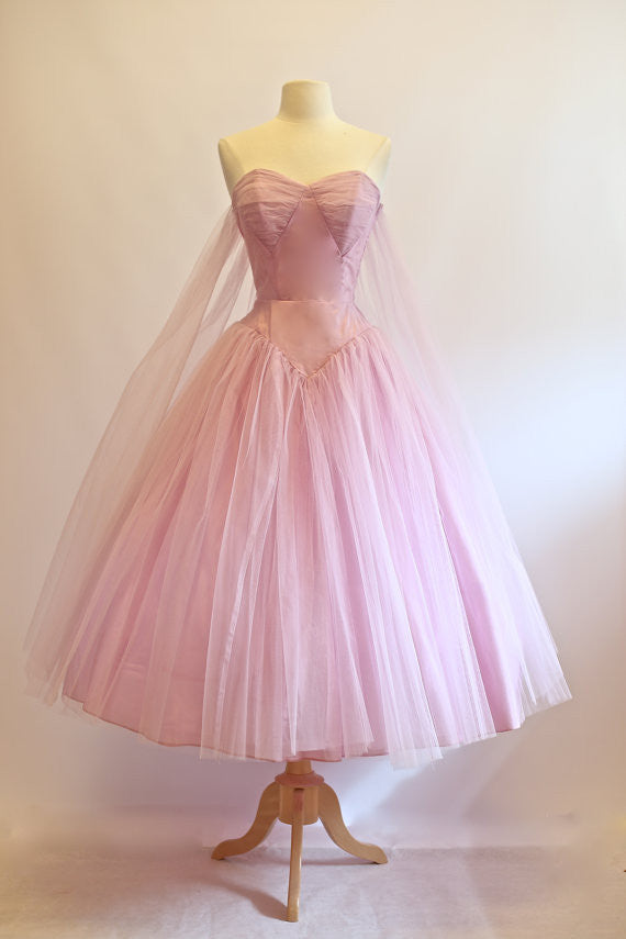 pink 1950s dress Vintage Deadstock Lordleigh Light Silk and Rayon SZ M The Barn Owl Vintage Goods Line Dresses Plain Casual Dress V 1950S DRESSES - Vintage &