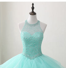 Halter Neck Open Back Mint Quinceanera Dresses Mexican Ball Gown Prom Dress #21011217-Dolly Gown