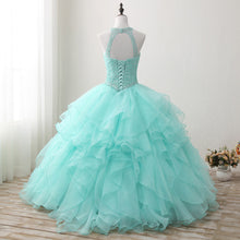 Halter Neck Open Back Mint Quinceanera Dresses Mexican Ball Gown Prom Dress #21011217-Dolly Gown