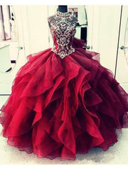 Royal Blue Halter Ruffles Sparkly Ball Gown Quinceanera Dresses,Prom Dress,GDC1239-Dolly Gown