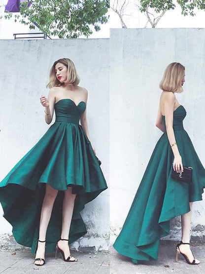 Simple Hi-Lo Emerald Green Prom Dress Emerald Green High Low Evening Dress 