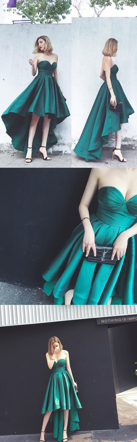Simple Hi-Lo Emerald Green Prom Dress Emerald Green High Low Evening Dress Simple Hi-Lo Emerald Green Prom Dress Emerald Green High Low Evening Dress