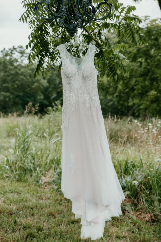 Lace Top Rustic Countryside Wedding Dress - DollyGown