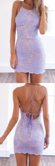 Lavender Tight Mini Semi Formal Dress Short Backless Prom Dress GDC1302-Dolly Gown