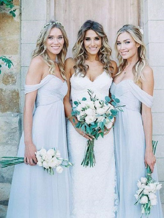 Light Blue Boho Bridesmaid Dresses Long for Rustic Wedding Maid of Honor Dresses,FS068-Dolly Gown
