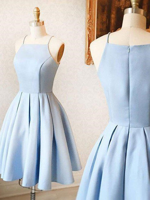 Light Blue Short Knee-Length Bridesmaid Dresses