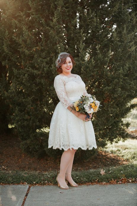 Long Sleeve Lace Tea Length Rockabilly Wedding Dress Country Style Wedding Dress 20081630-Dolly Gown