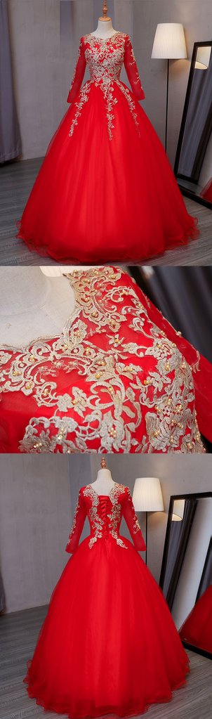 Long Sleeve Red Puffy Sweet 15 Dress Quinceanera Dress Long Sleeve Red Puffy Sweet 15 Dress Quinceanera Dress