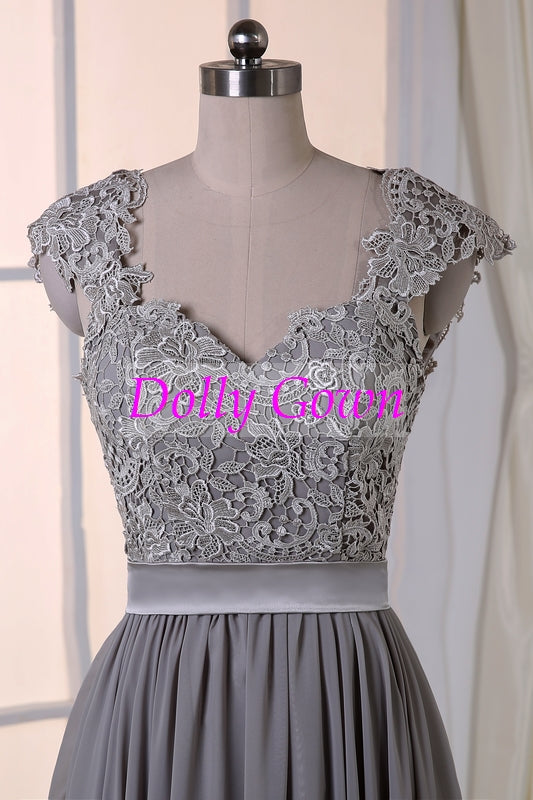 Long Gray Lace Top Bridesmaid Dresses Rustic Bridesmaid Dresses Fall Bridesmaid Dresses18032801-Dolly Gown