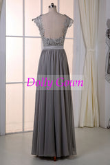 Long Gray Lace Top Bridesmaid Dresses Rustic Bridesmaid Dresses Fall Bridesmaid Dresses18032801-Dolly Gown