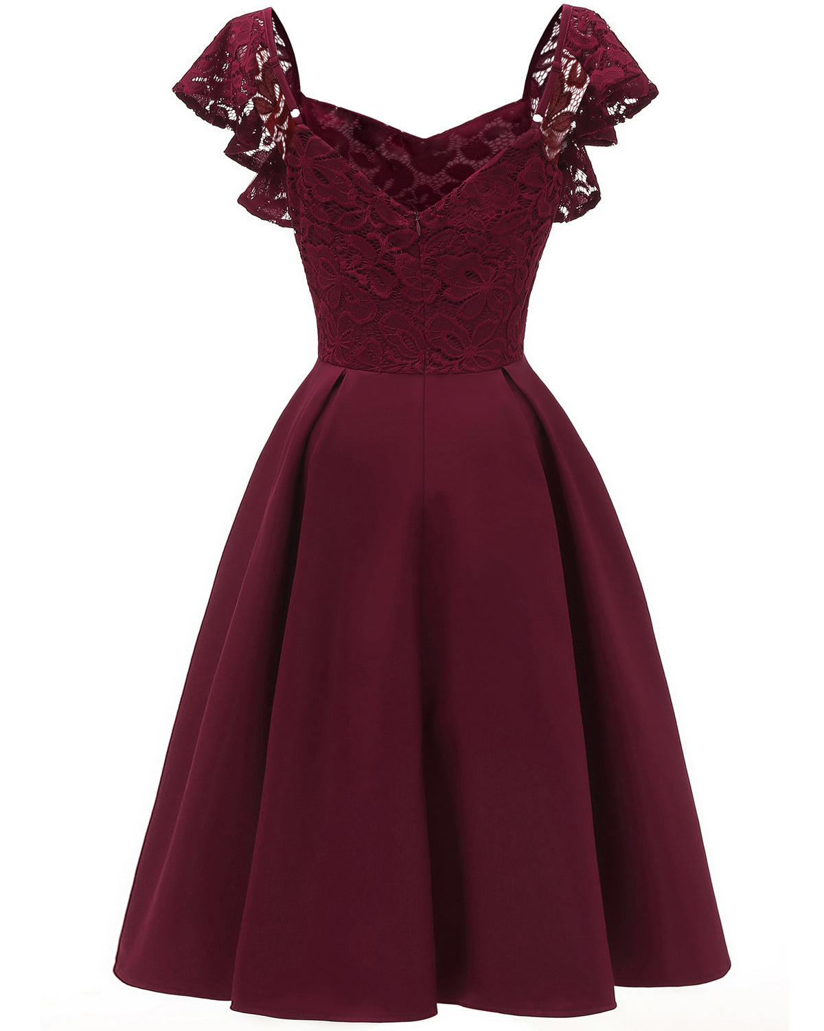 Luscious Short Maroon Prom Dress with Ruffle Straps Vintage 50s