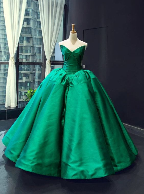 Luxury Puffy Emerald Green Ball Gown for Prom Formal Dress - DollyGown