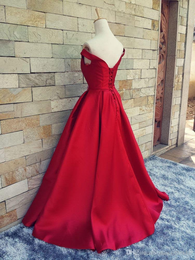 Red Ball Gown Prom Dress Off the Shoulder Prom Dress Long Prom Dress MA001-Dolly Gown