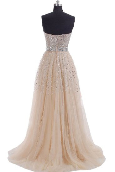 Dolly Gown Glamorous Star Print Champagne Long Prom Dress