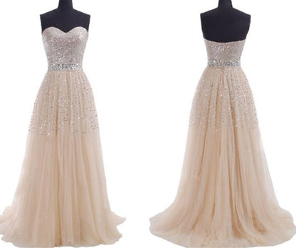 Champagne Prom Dress,Bling Prom Dress,Long Prom Dress,Strapless Prom Dress,MA009-Dolly Gown