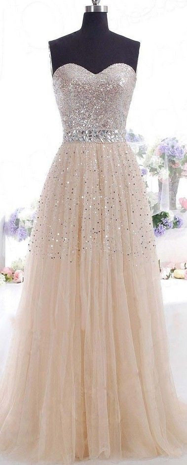 Fairytale Glitter Champagne Bling Strapless Long Prom Dress Fairytale Glitter Champagne Bling Strapless Long Prom Dress