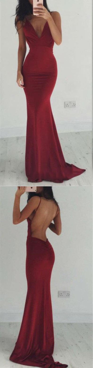 Backless Prom Dress,Red Prom Dress,Tight Prom Dress,Bodycon Prom Dress,MA024-Dolly Gown