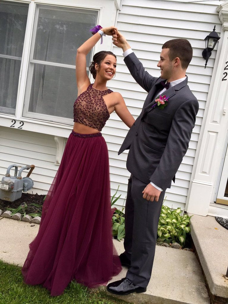 Juniors Prom Dress,Maroon Prom Dress, Two Piece Prom Dress,Prom Dress for Teens,MA026-Dolly Gown