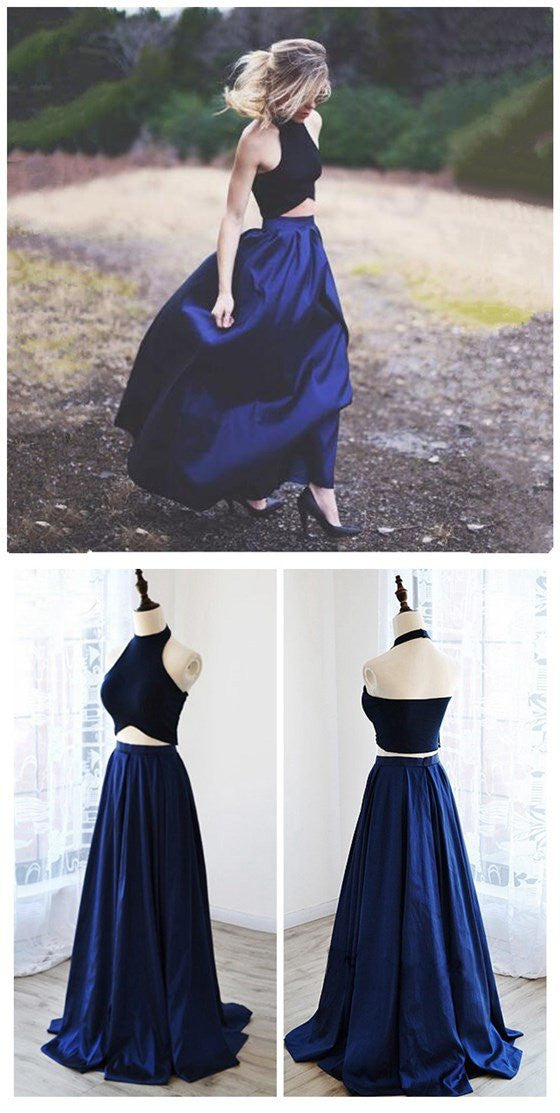 Country Prom Dress, Two Piece Prom Dress,Navy Prom Dress,Dresses for Wedding Guests,MA038-Dolly Gown